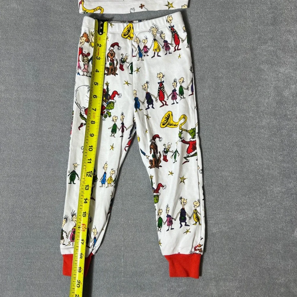 Pottery Barn Kids Dr Seuss The Grinch Organic Cotton Pajamas Set 2T White Red